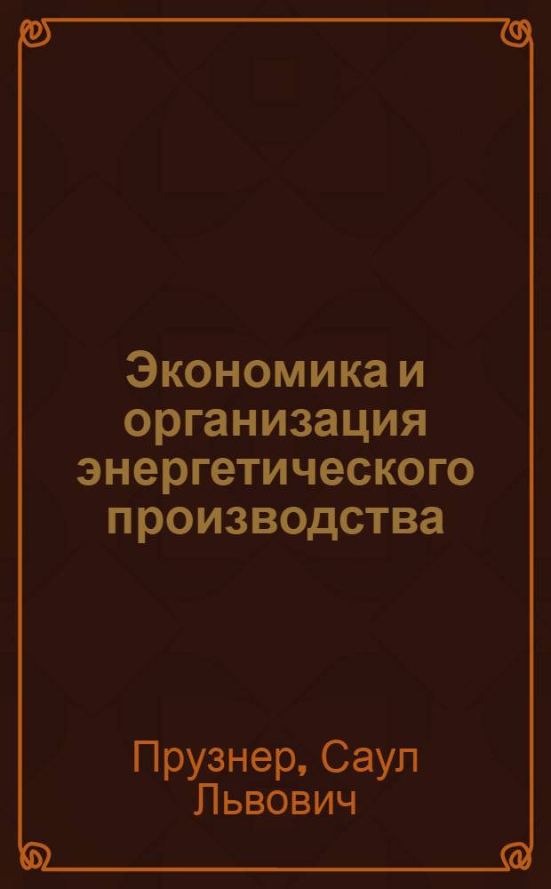 Экономика и организация энергетического производства
