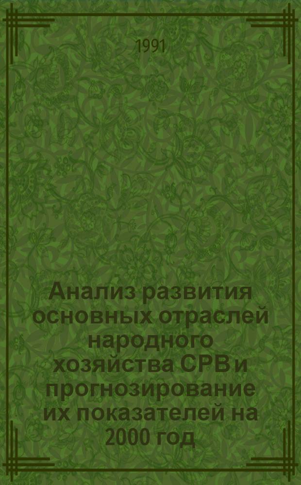 Анализ развития основных отраслей народного хозяйства СРВ и прогнозирование их показателей на 2000 год : Автореф. дис. на соиск. учен. степ. канд. экон. наук : (08.00.05)