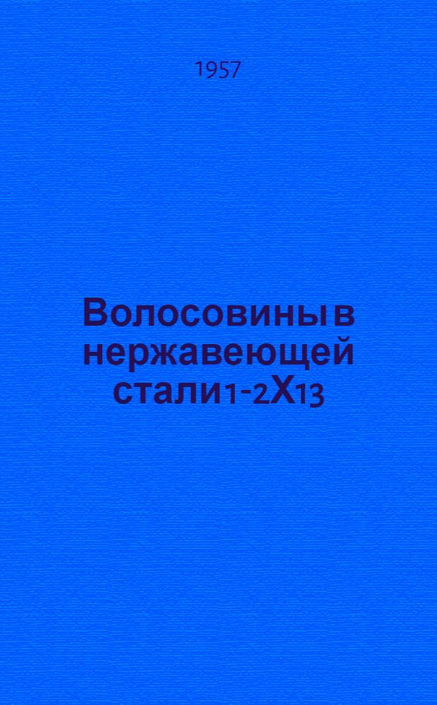 Волосовины в нержавеющей стали 1-2Х13 : Автореферат дис., представленной на соискание ученой степени кандидата технических наук