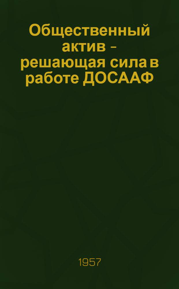 Общественный актив - решающая сила в работе ДОСААФ