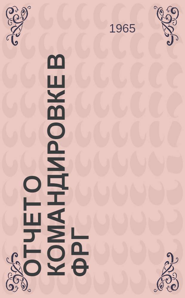 Отчет о командировке в ФРГ