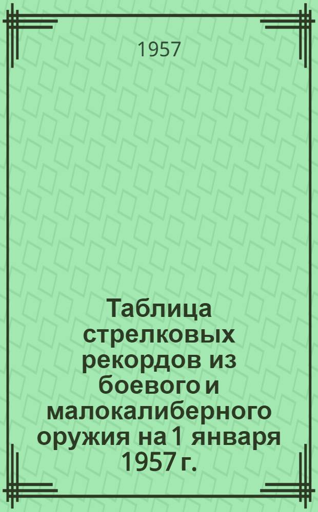 Таблица стрелковых рекордов из боевого и малокалиберного оружия на 1 января 1957 г.