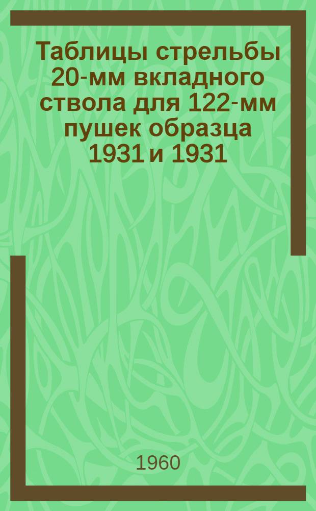 Таблицы стрельбы 20-мм вкладного ствола для 122-мм пушек образца 1931 и 1931/37 г. : К ТС/ГАУ № 144