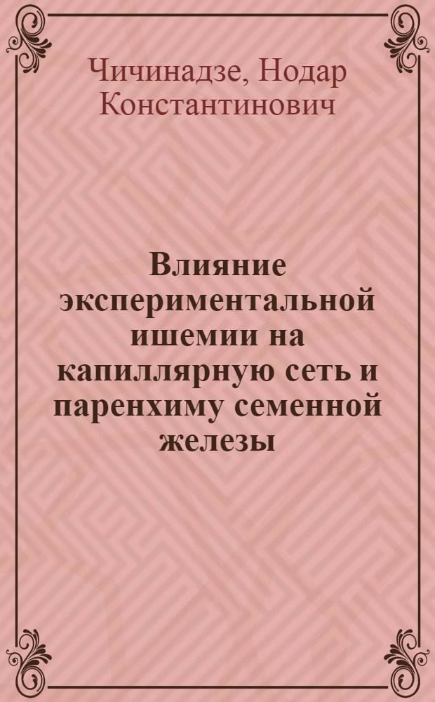 Влияние экспериментальной ишемии на капиллярную сеть и паренхиму семенной железы : Автореферат дис. на соискание ученой степени кандидата медицинских наук