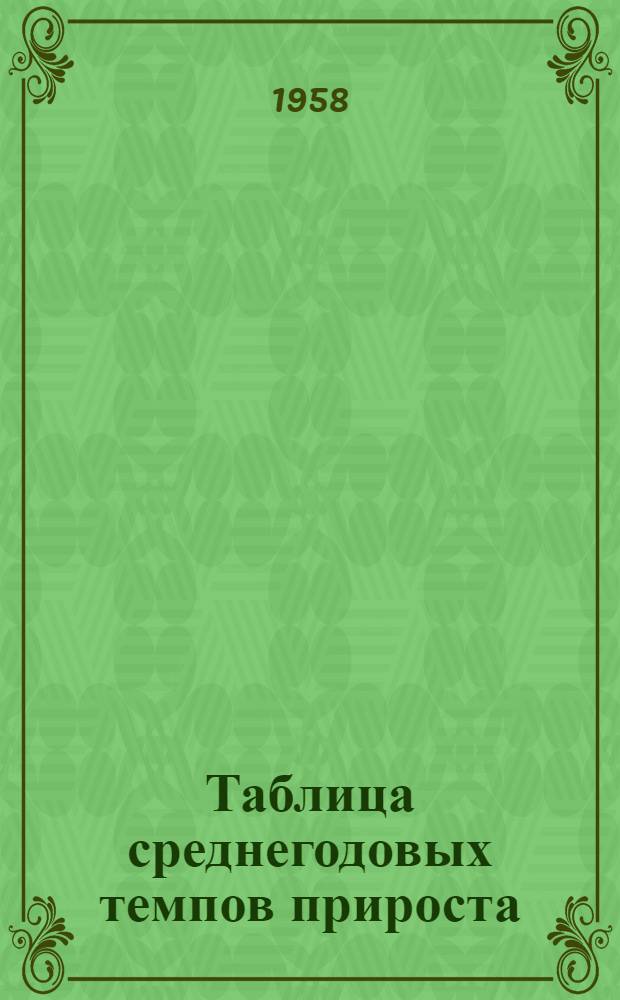 Таблица среднегодовых темпов прироста