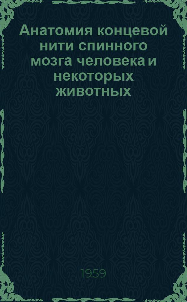 Анатомия концевой нити спинного мозга человека и некоторых животных : Автореферат дис., представл. на соискание учен. степени кандидата мед. наук