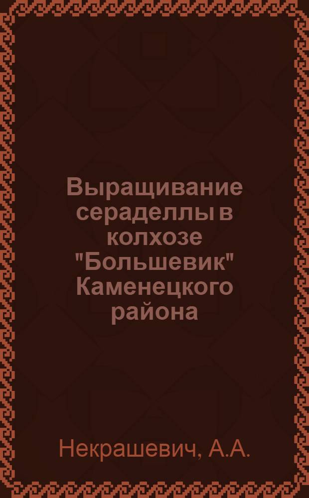 Выращивание сераделлы в колхозе "Большевик" Каменецкого района