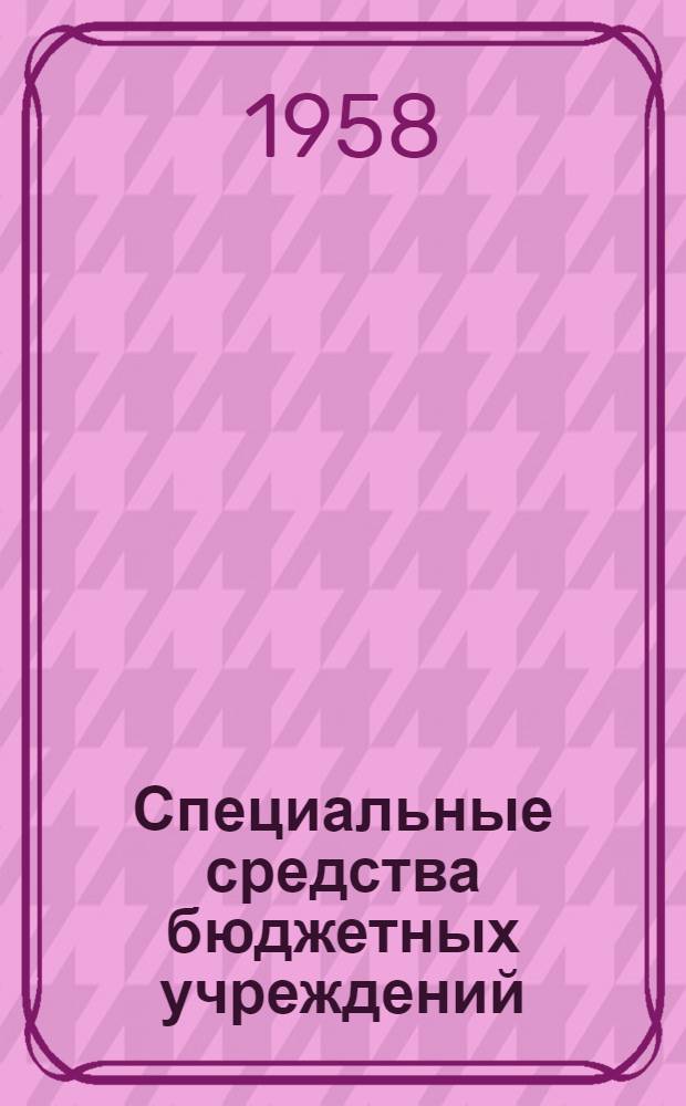 Специальные средства бюджетных учреждений