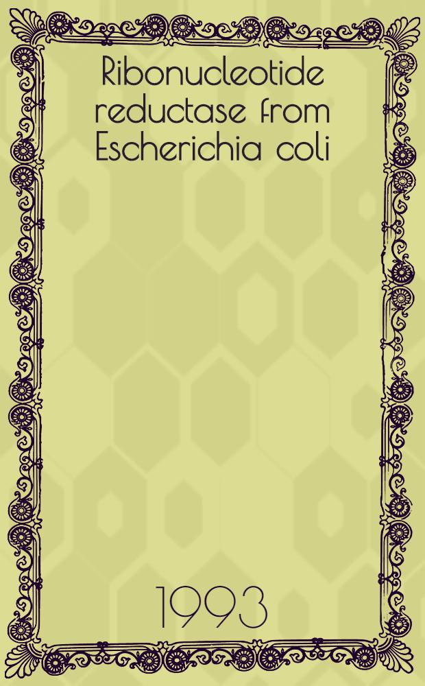 Ribonucleotide reductase from Escherichia coli : structural aspets of protein function : akad. avh