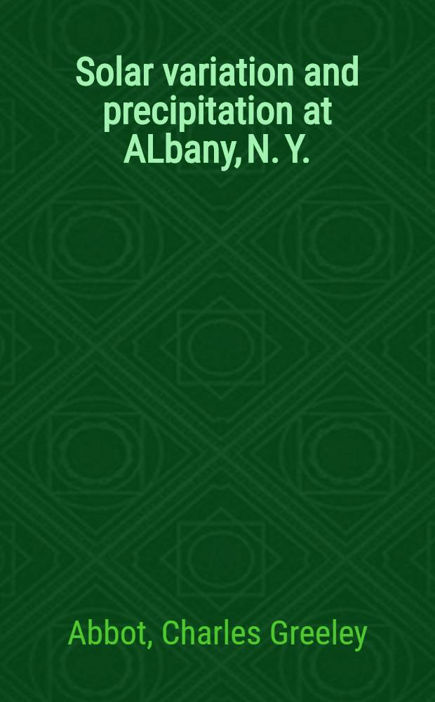 Solar variation and precipitation at ALbany, N. Y.
