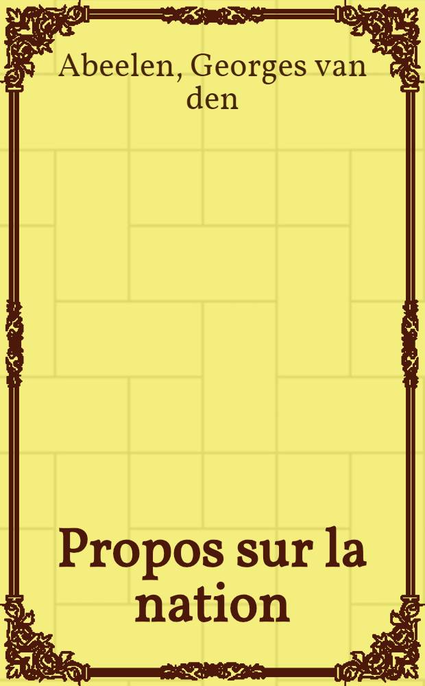 Propos sur la nation