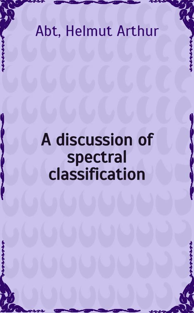A discussion of spectral classification