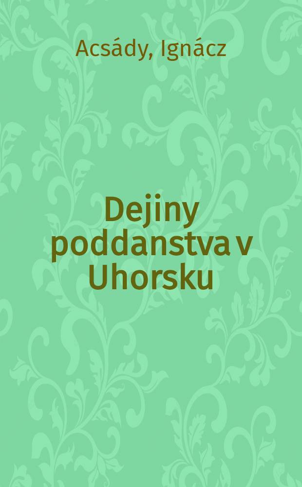 Dejiny poddanstva v Uhorsku