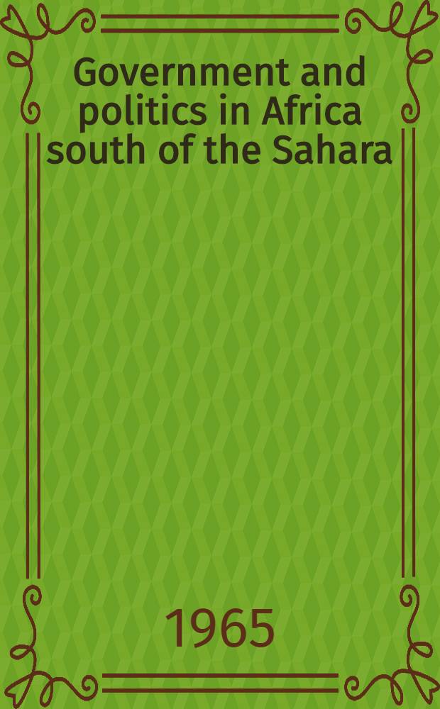 Government and politics in Africa south of the Sahara