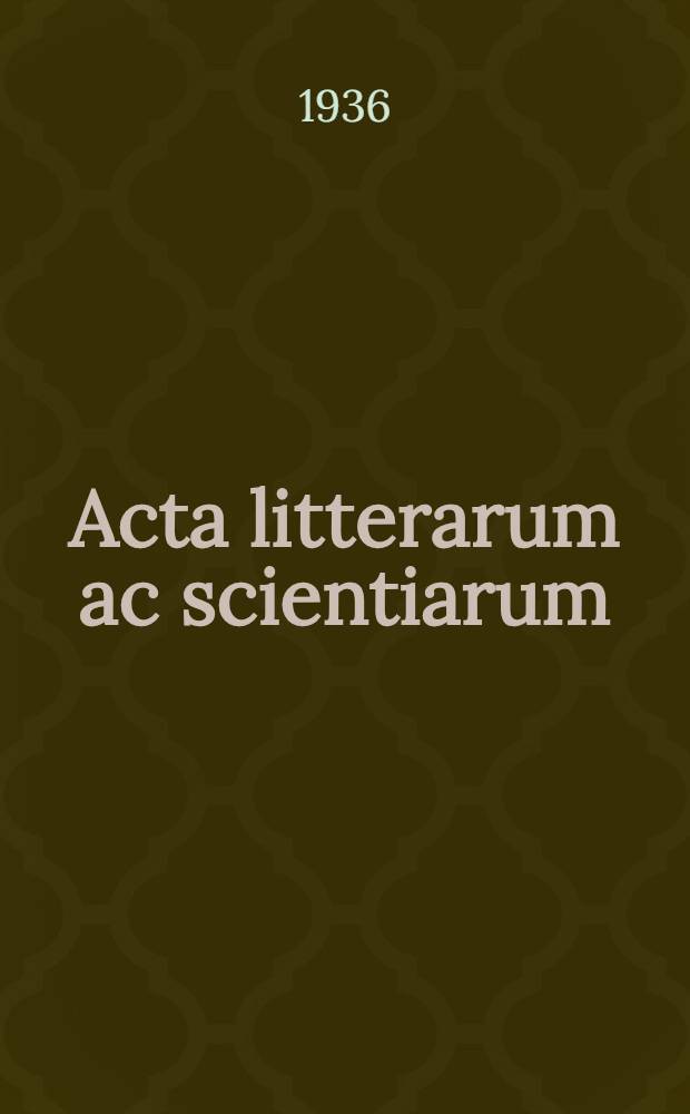 Acta litterarum ac scientiarum