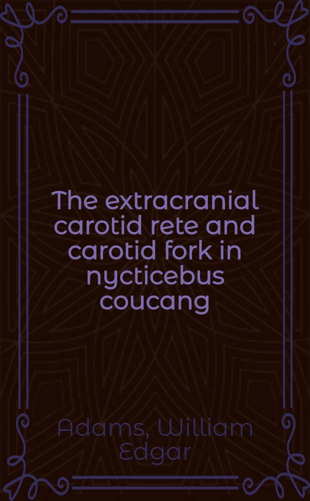 The extracranial carotid rete and carotid fork in nycticebus coucang