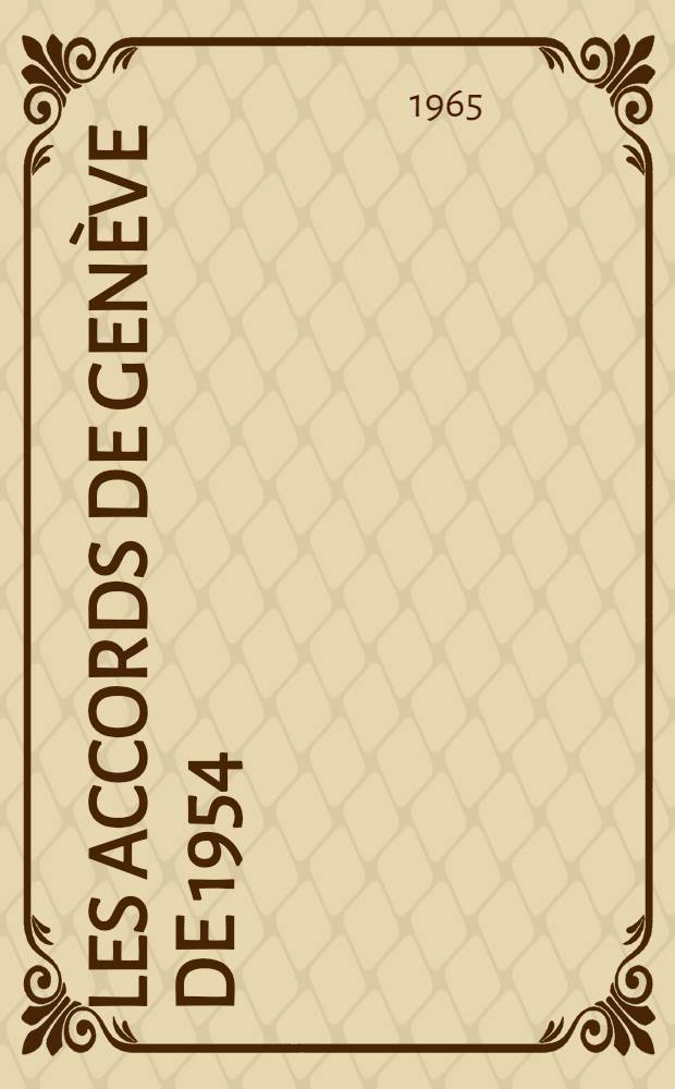 Les Accords de Genève de 1954