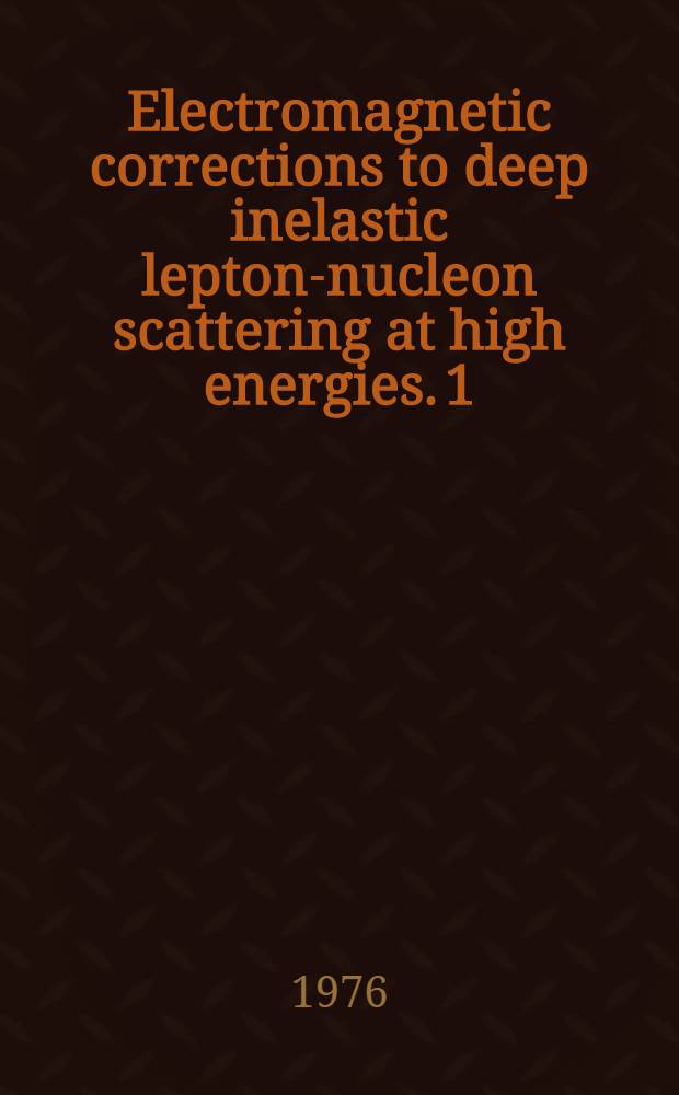 Electromagnetic corrections to deep inelastic lepton-nucleon scattering at high energies. 1 : Contribution of the radiative tail of elastic peak