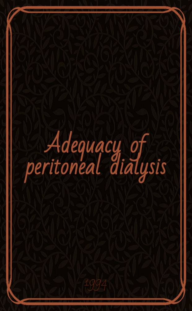 Adequacy of peritoneal dialysis