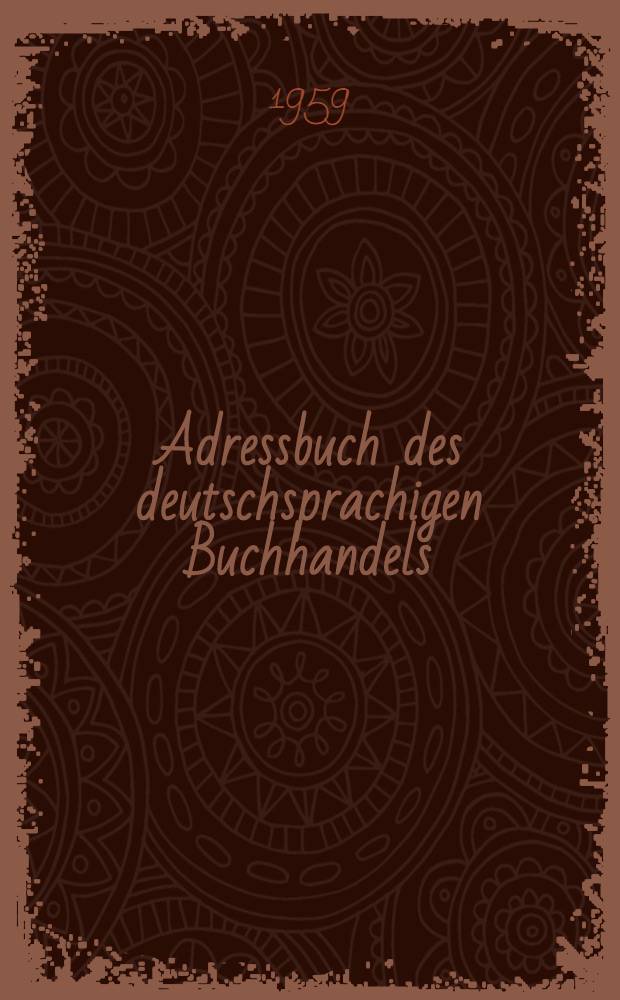 Adressbuch des deutschsprachigen Buchhandels