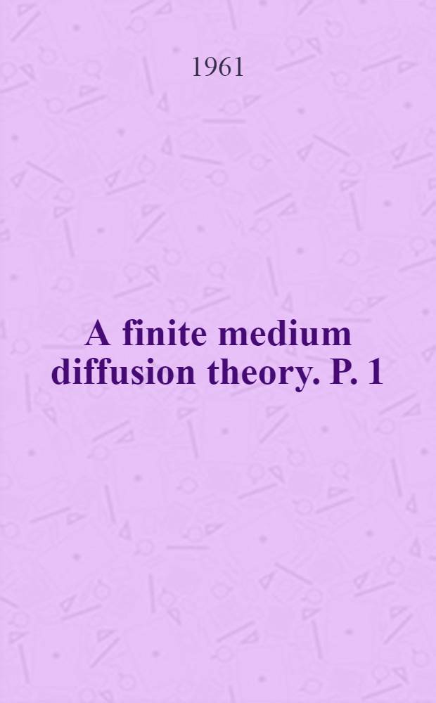 A finite medium diffusion theory. P. 1 : Bare spheres