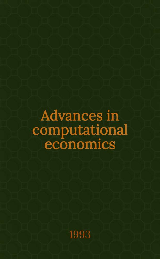 Advances in computational economics