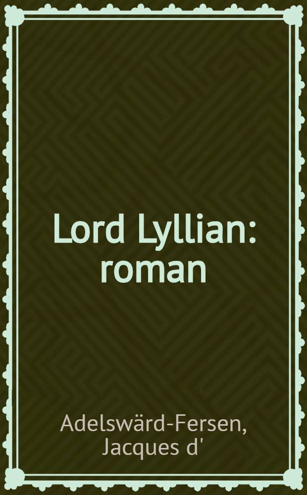 Lord Lyllian : roman