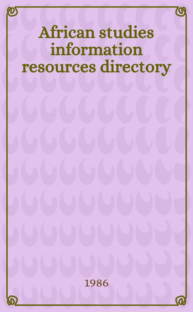 African studies information resources directory