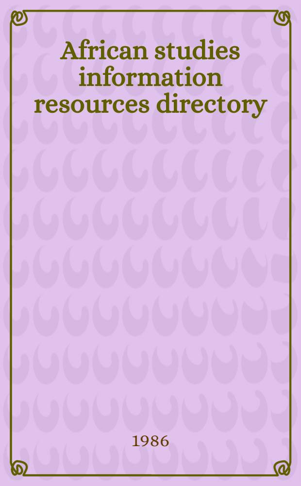 African studies information resources directory