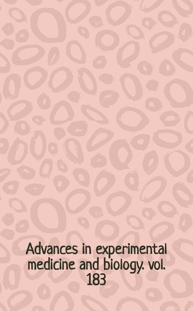 Advances in experimental medicine and biology. vol. 183 : Drugsaffecting lipid metabolism