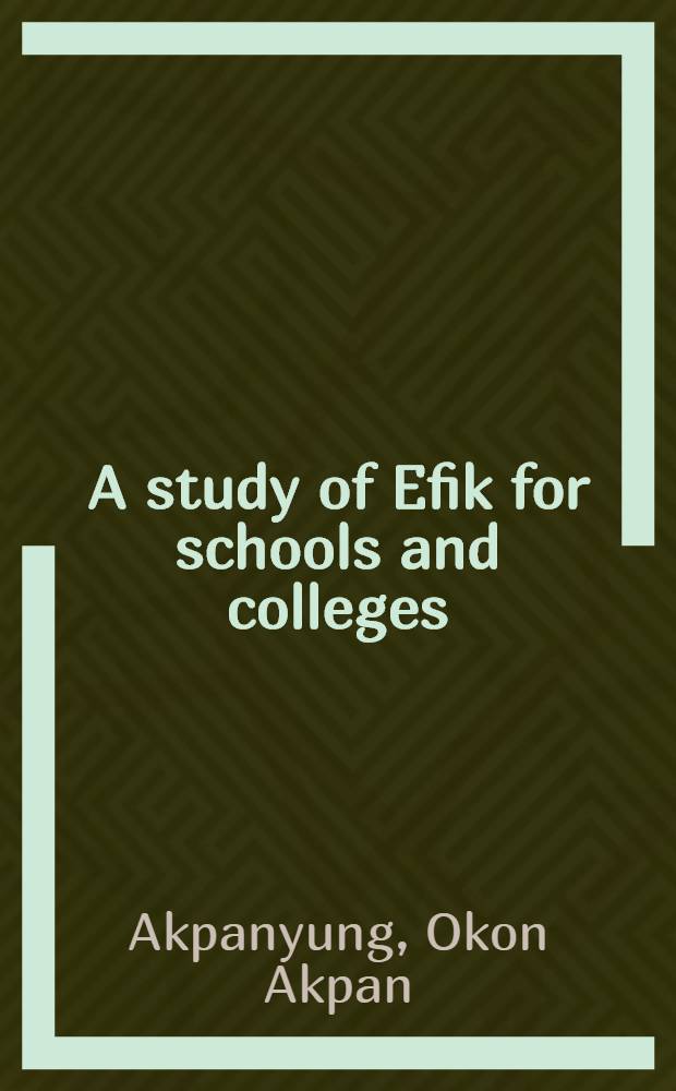 A study of Efik for schools and colleges