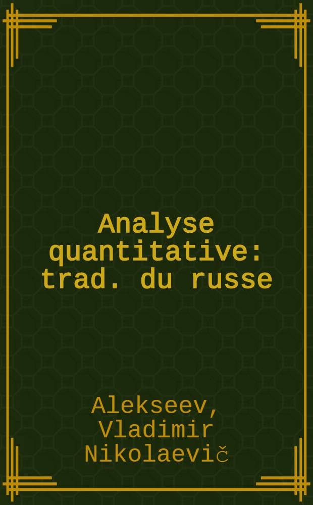 Analyse quantitative : trad. du russe