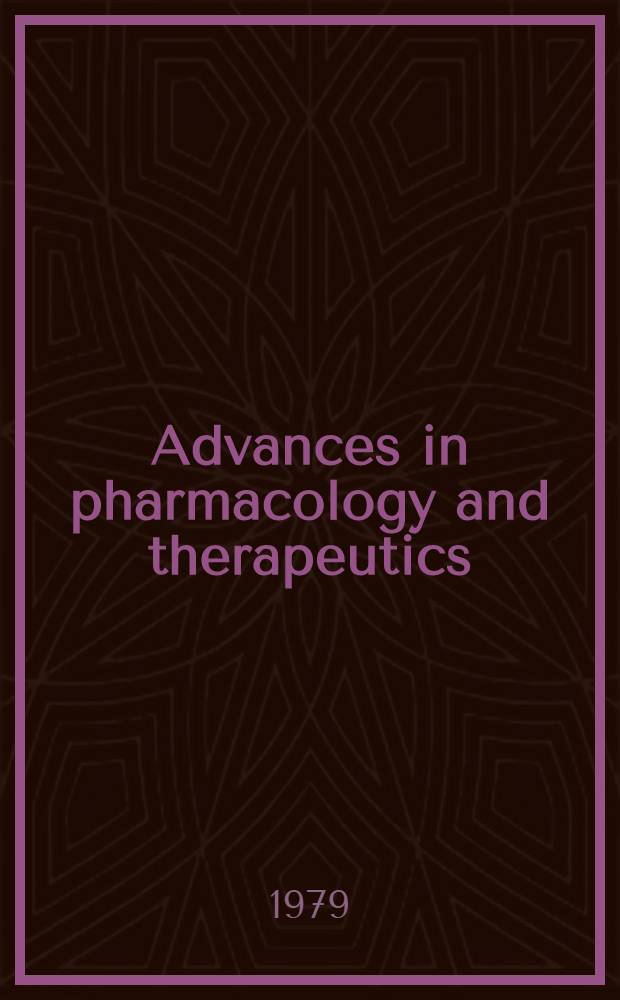 Advances in pharmacology and therapeutics : Proc. of the 7th Intern. congr. of pharmacology, Paris, 1978. Vol. 4 : Prostaglandins, immunopharmacology