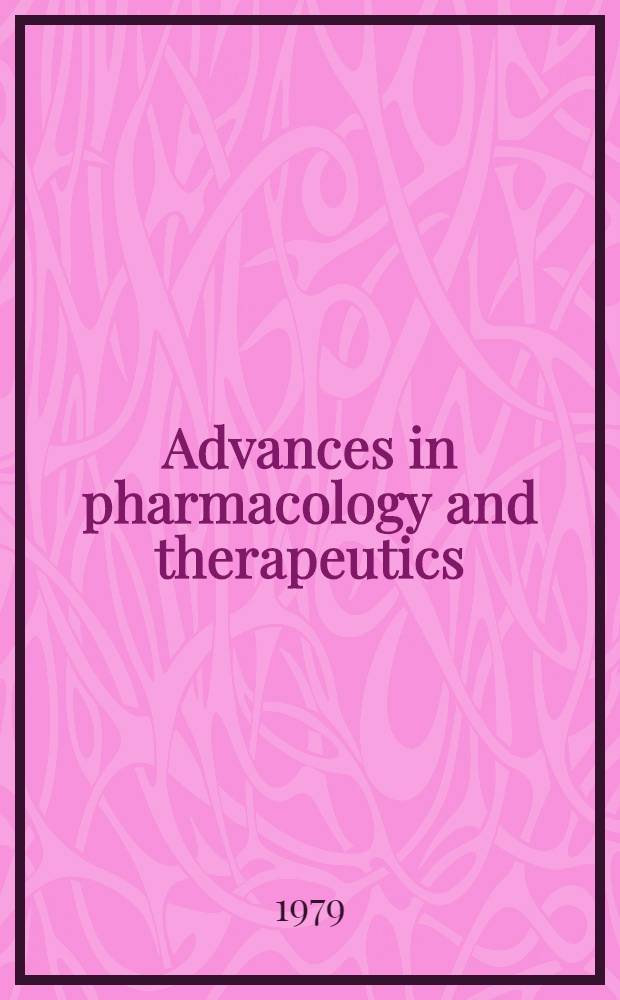 Advances in pharmacology and therapeutics : Proc. of the 7th Intern. congr. of pharmacology, Paris, 1978. Vol. 9 : Toxicology