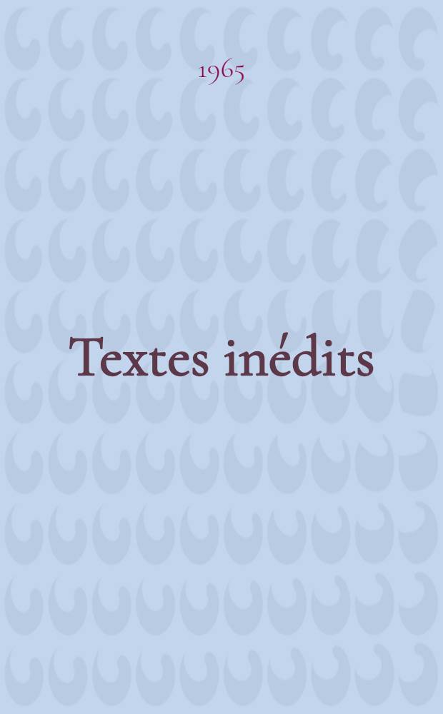 Textes inédits