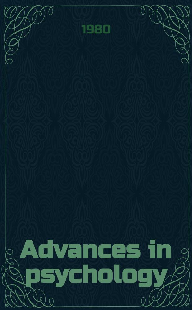 Advances in psychology