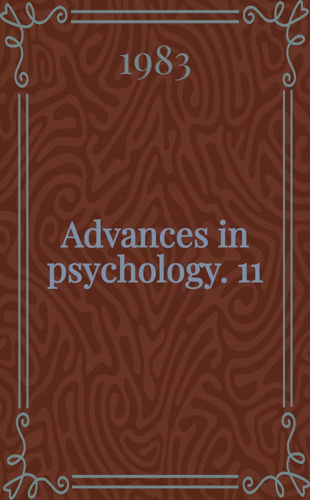 Advances in psychology. 11 : Modern issues in perception