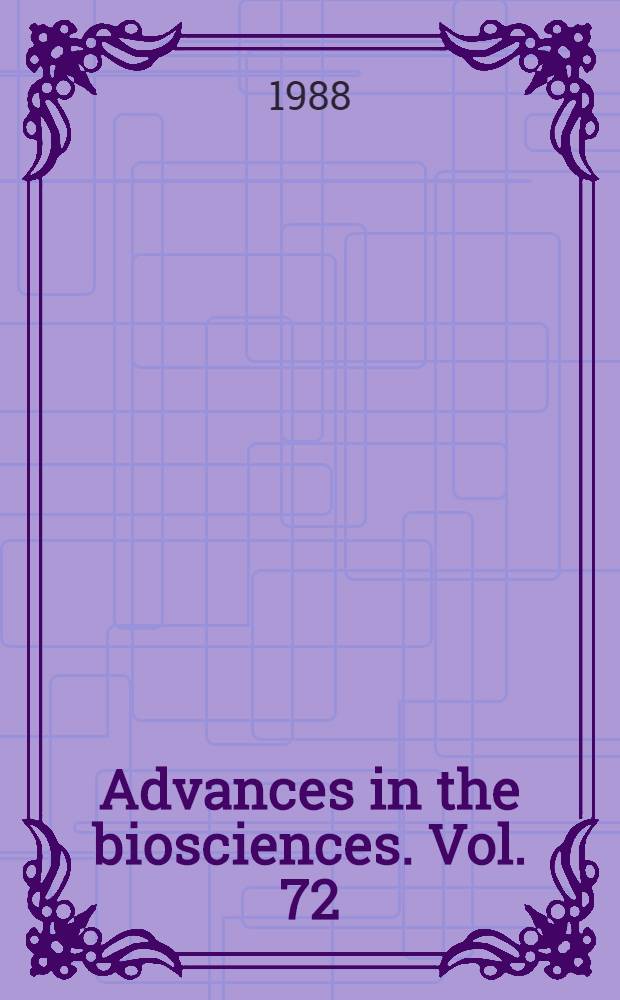 Advances in the biosciences. Vol. 72 : Small cell lung cancer