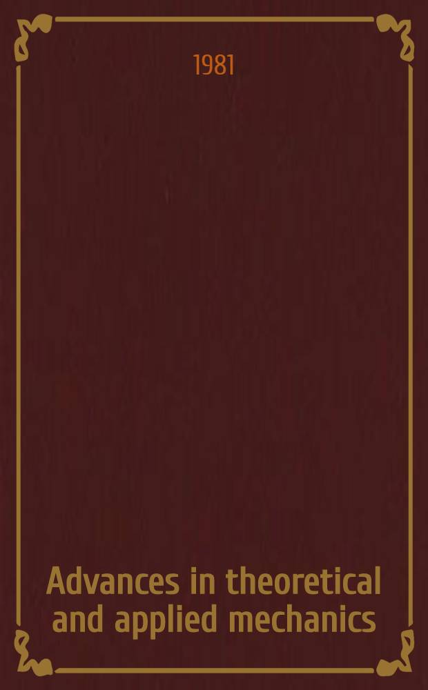 Advances in theoretical and applied mechanics