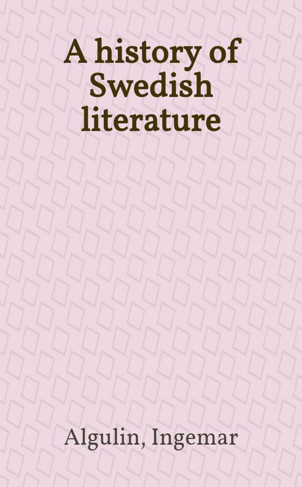 A history of Swedish literature