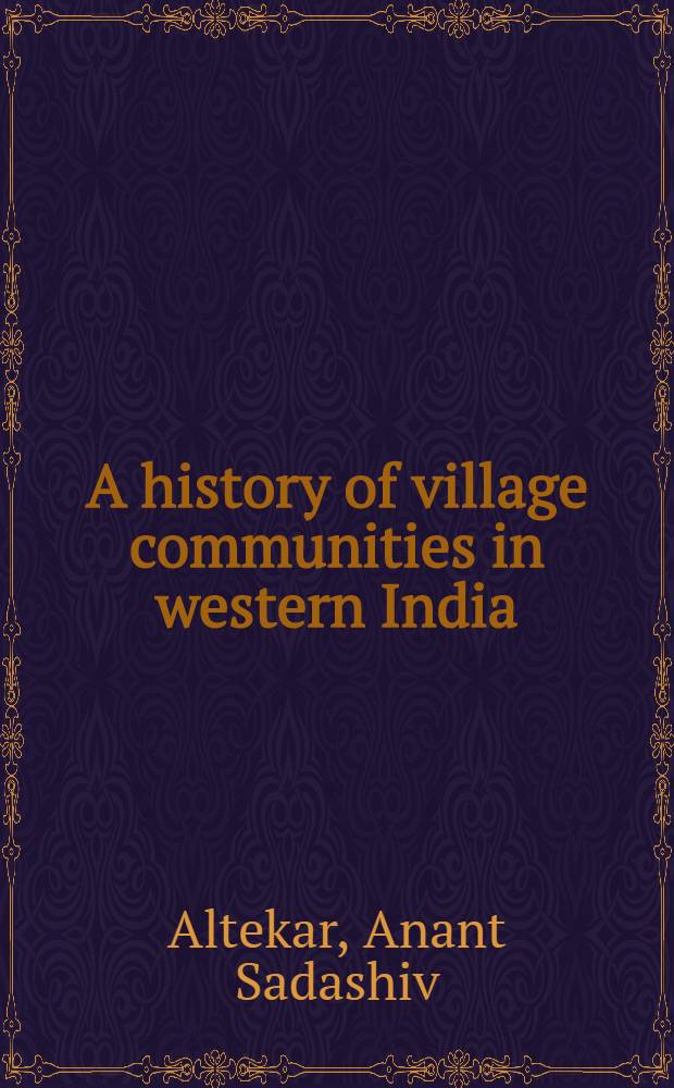 A history of village communities in western India