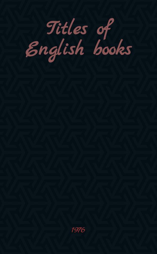 Titles of English books (and of foreign books printed in England) : An alphabetical finding-list by title of books published under the author's name, pseudonym or initials. Vol. 1 : 1475-1640