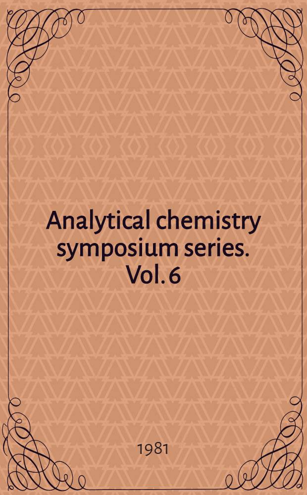 Analytical chemistry symposium series. Vol. 6 : Analytical isorachphoresis