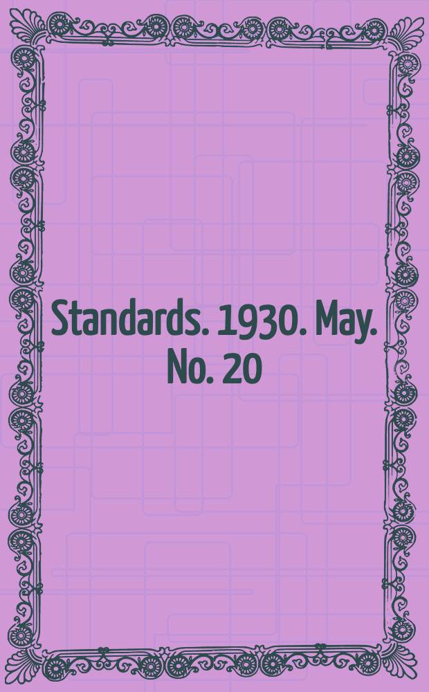 [Standards]. 1930. May. No. 20 : Standard for air circuit breakers