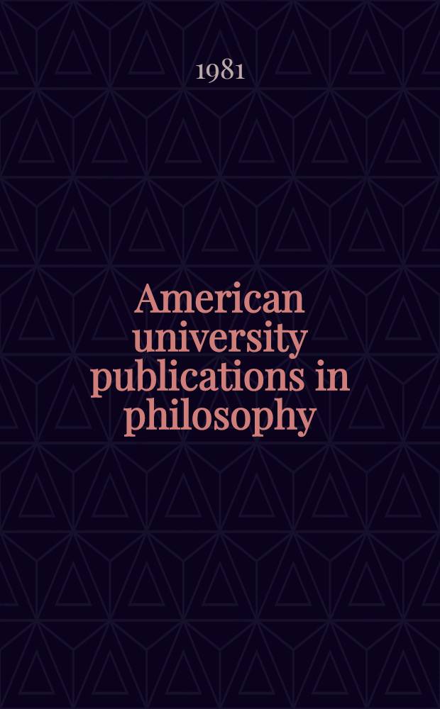 American university publications in philosophy