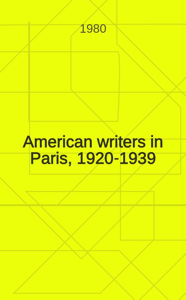 American writers in Paris, 1920-1939