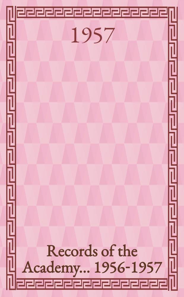 Records of the Academy ... 1956-1957