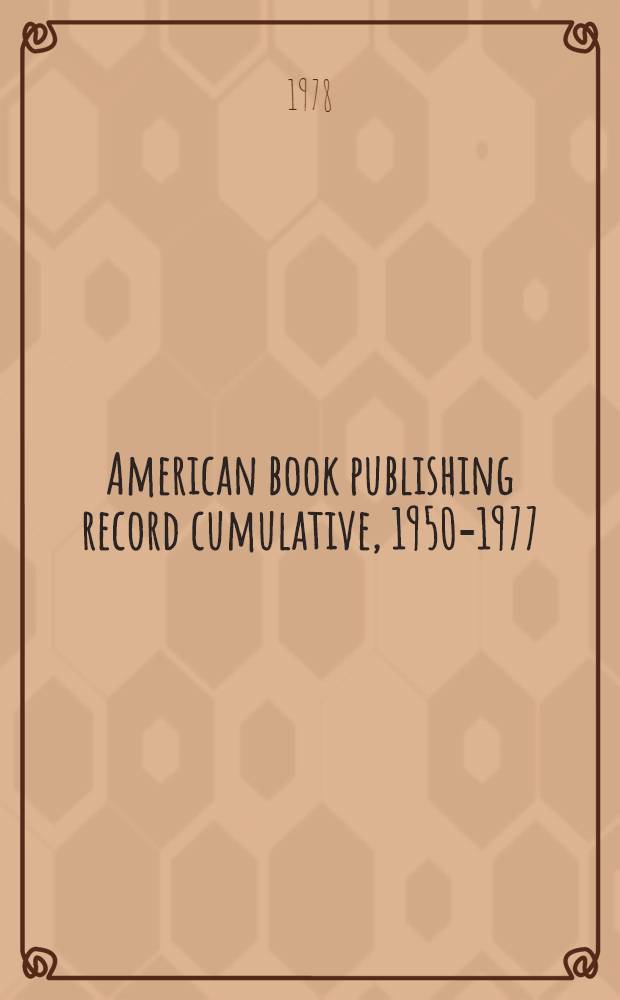 American book publishing record cumulative, 1950-1977 : An Amer. nat. bibliogr. A cumulation of Amer. book production for the years 1950-1977, in 15 vol., as cataloged by the Libr. of Congr. a recorded in the Amer. book publ. rec. a. the Nat. union catalog Arr. by subject according to Dewey decimal classification a. indexed by auth. a. title with a sep. subject guide incl. Libr. of Congr. subject tracings, Dewey decimal classification numbers a. Libr. of Congr. classification numbers. Vol. 15 : [Subject guide]