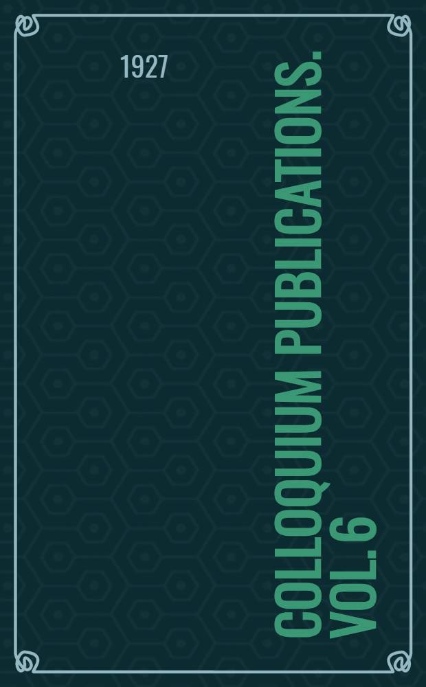 Colloquium publications. Vol. 6 : The logarithmic potential