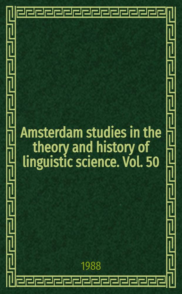 Amsterdam studies in the theory and history of linguistic science. Vol. 50 : Topics in cognitive linguistics